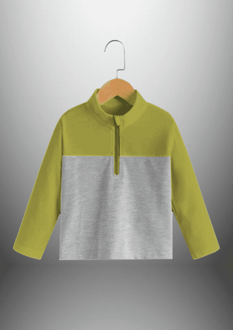 Boys Quarter Zipper Green & Grey Color Block Sweatshirt – RKFCW372